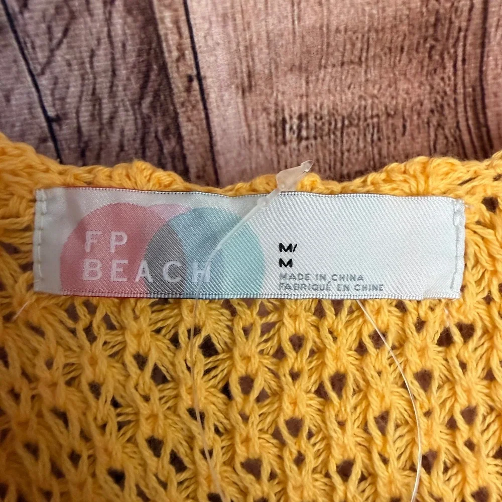 Free People Beach Mykonos Fauxchet Crochet Dress Sunset Gold‎ Coverup Medium NWT